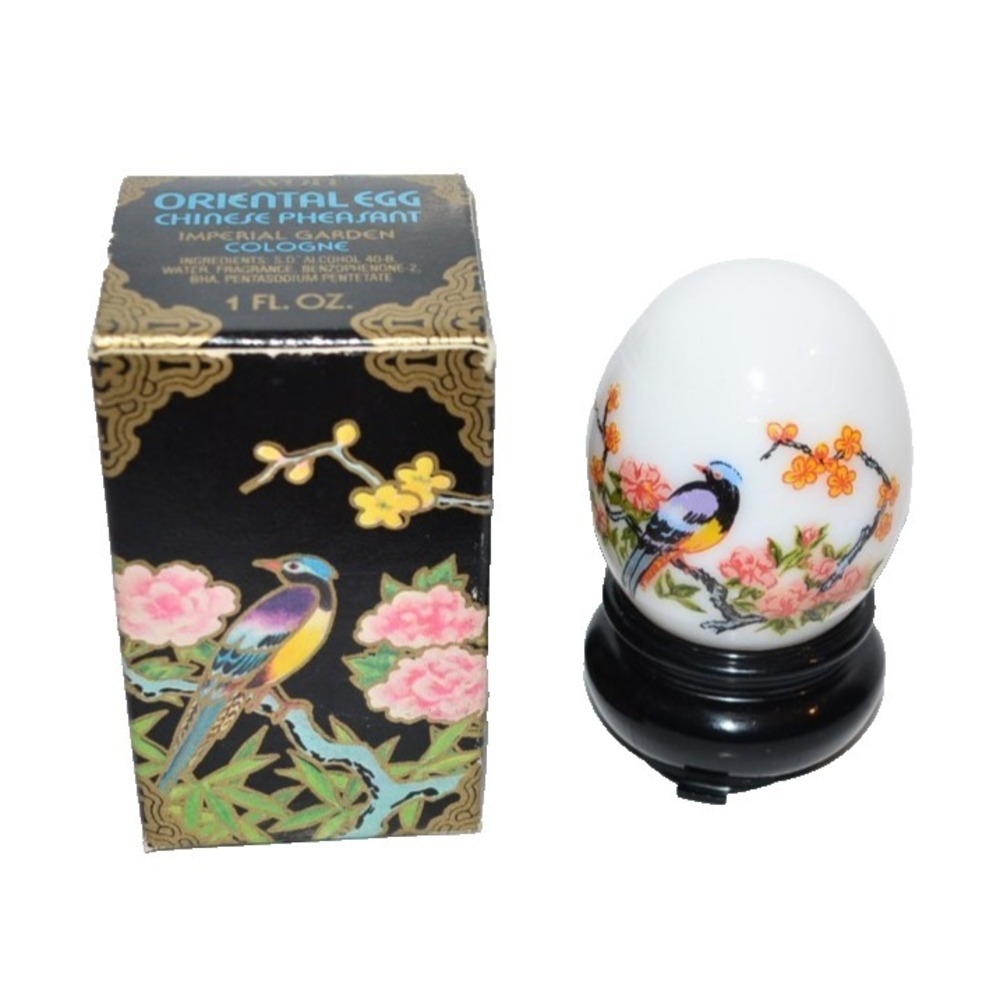 Vtg Avon Oriental Glass Egg Chinese Pheasant Imperial Garden  in box